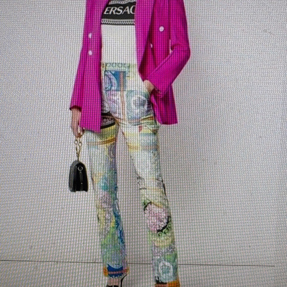 NWT Versace Technicolor Baroque Print multicolored chic fashionista Jeans